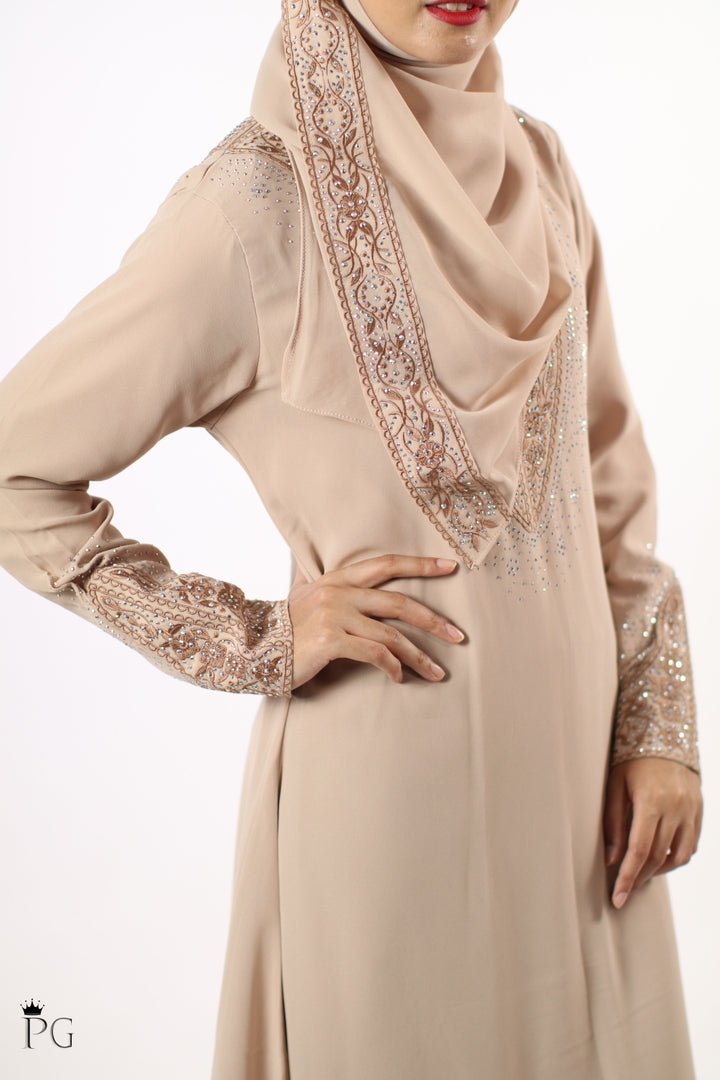 Aisha Abaya with Hijab Shawl (Nude Colour)