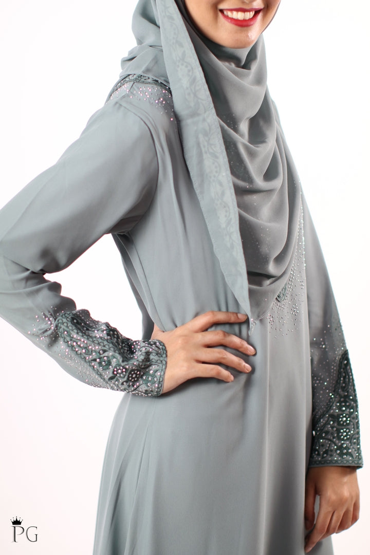 Aisha Abaya with Hijab Shawl (Grey Colour)