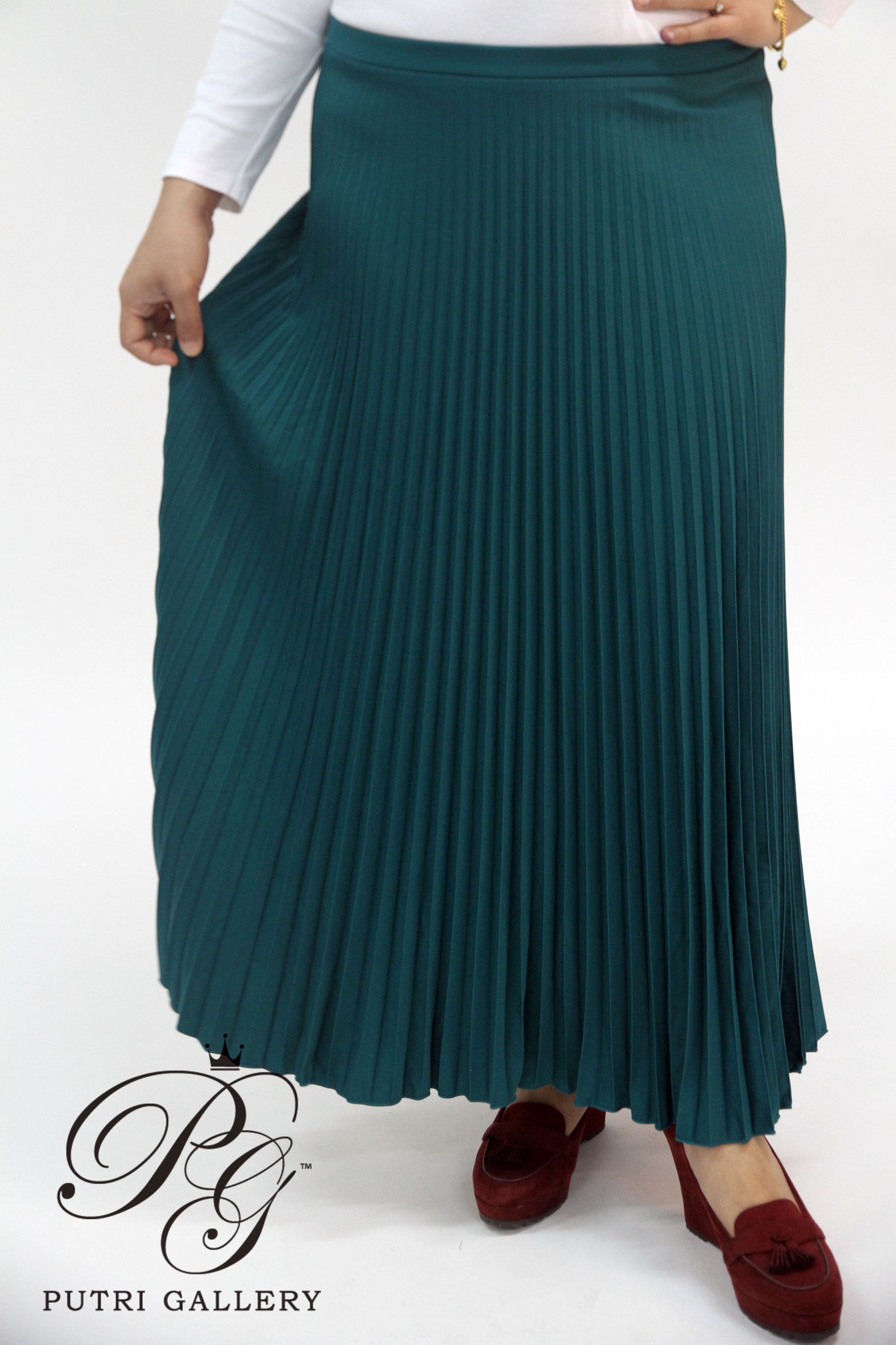 Accordian Pleated Skirt (Teal Green)