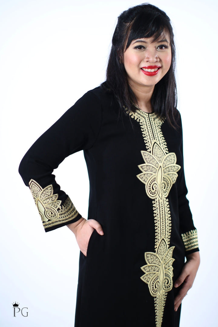 Syifa Abaya in Gold embroidery