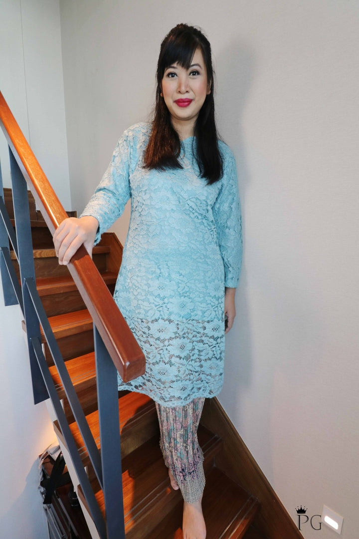 Elsa Kurung Lace Baby Blue Set