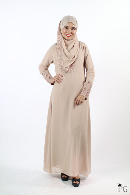 Aisha Abaya with Hijab Shawl (Nude Colour)