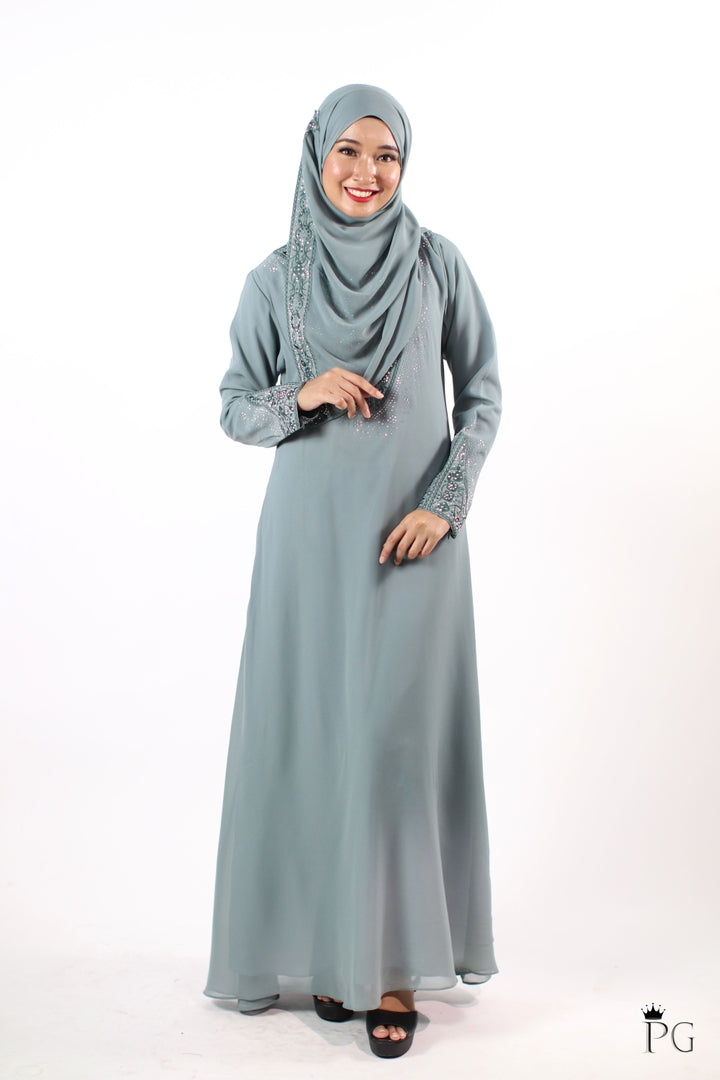 Aisha Abaya with Hijab Shawl (Grey Colour)