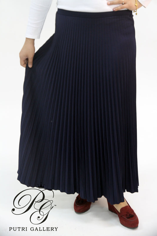 Accordian Pleated Skirt (Navy Blue)