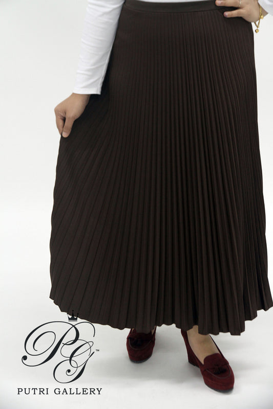 Accordian Pleated Skirt (Brown)