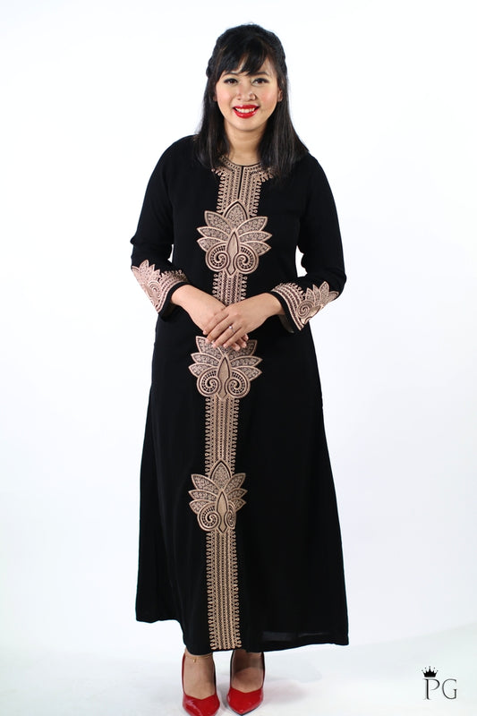 Syifa Abaya in Rose Gold embroidery